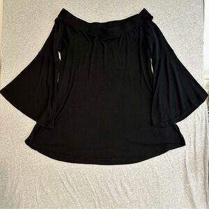 Torrid Black Ribbed Off The Shoulder Bell Sleeve Top Plus Size 2 2X Whimsigoth